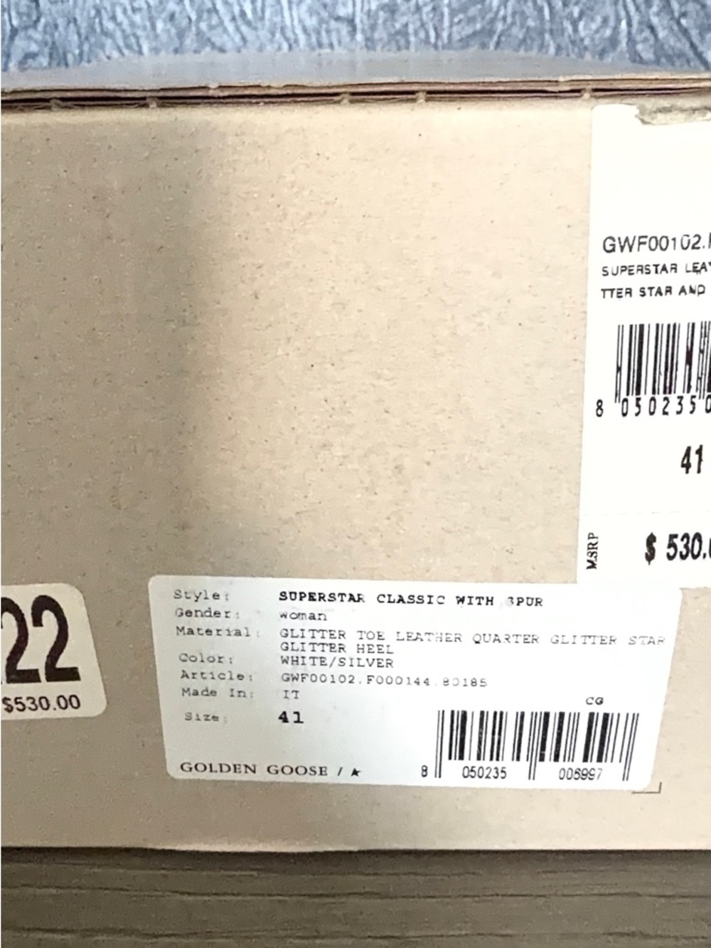 Golden Goose White Leather Low-Top Sneakers with Silver Glitter Star - Picture 6 of 6